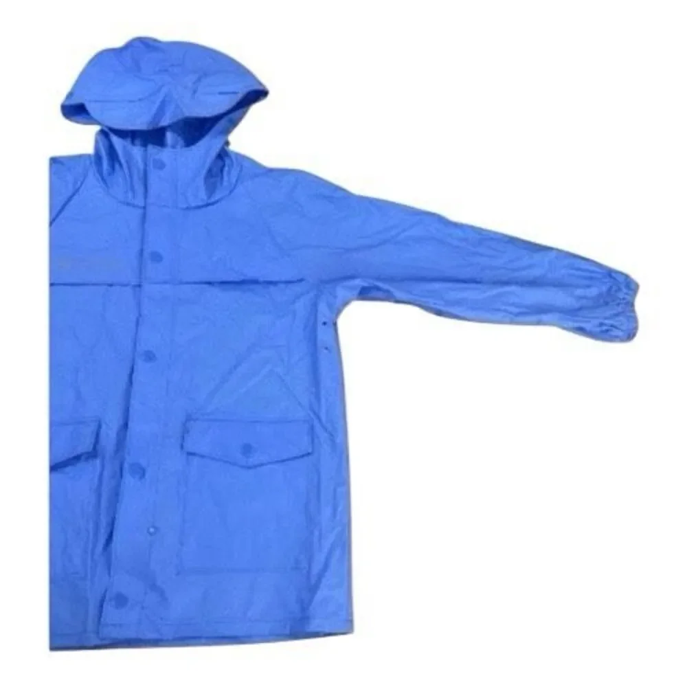 Columbia Youth Rain Jacket Size M Youth Blue Hooded Waterproof Zipper Front